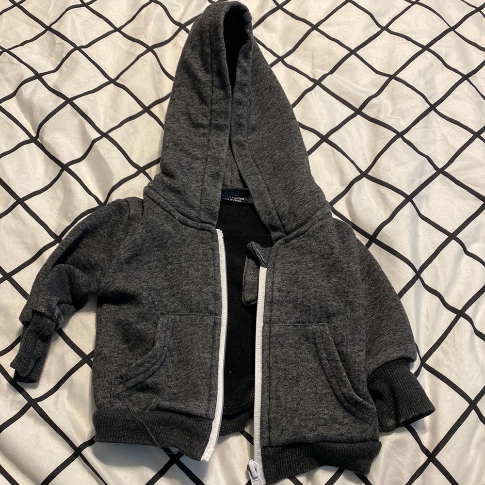 Little Bipsy gray zip up hoodie 0-3 months
